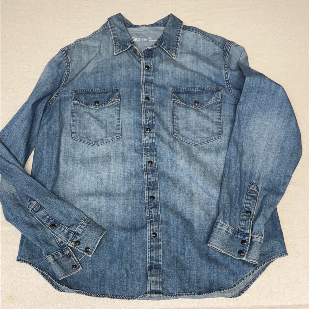GAP Blue Denim Snap Front  Shirt